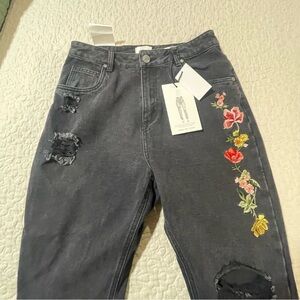 Cotton On High 90s black‎ Embellished Denim Jeans New with Tags Size 8 Mom Jeans